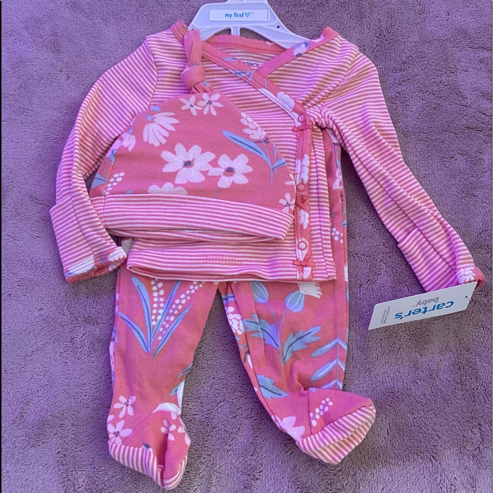 🆕Carters baby newborn babygirl three piece outfit set